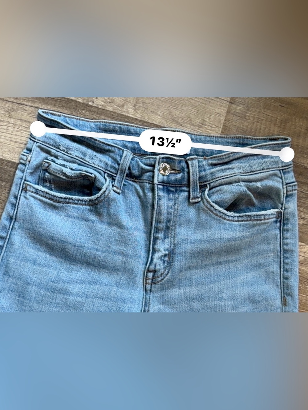 VERVET High Rise Raw Hem Crop Flare Jeans Size 27 Light Wash - Picture 7 of 9